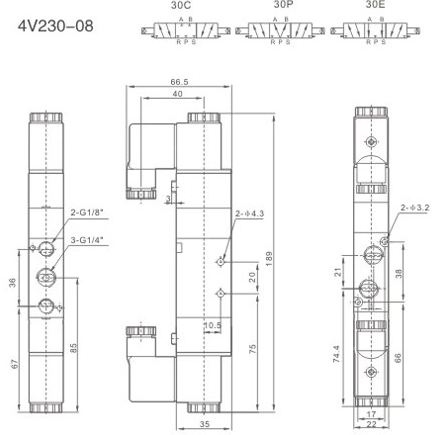 Elektrozawór pneumatyczny 4V230C-08 DC24V 5/3 monostabilny NC 1/4" Elektrozawór pneumatyczny 4V230C-08 DC24V 5/3 monostabilny NC 1/4"