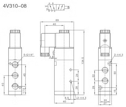 Zawór elektromagnetyczny 5/2 1/4 cala 4V310-08-DC24V Zawór elektromagnetyczny 5/2 1/4 cala 4V310-08-DC24V