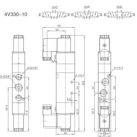 Zawór elektromagnetyczny 4V330C-10-DC24V 5/3 monostabilny NC 3/8" Zawór elektromagnetyczny 4V330C-10-DC24V 5/3 monostabilny NC 3/8"