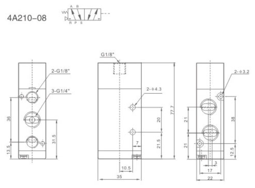 Zawór pneumatyczny 4A210-08 5/2 monostabilny 1/4" Zawór pneumatyczny 4A210-08 5/2 monostabilny 1/4"