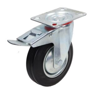 Kółko obrotowe fi 125mm gumowe z hamulcem z płytą montażową, nośność 100 kg 4003 - 125x37