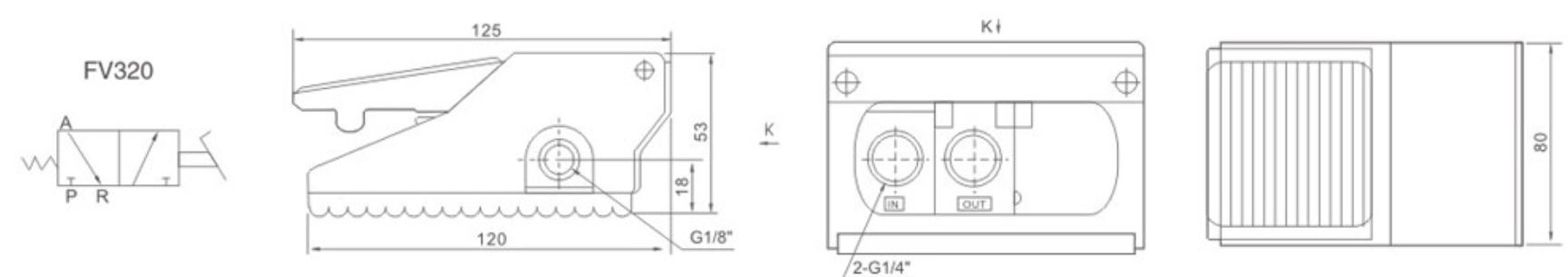 Zawór Nożny 1/4" 3/2 FV320 Zawór Nożny 1/4" 3/2 FV320