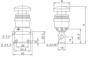 Zawór pneumatyczny 3/2 sterowany krańcowy z rolką MSV86321-R 1/8 Zawór pneumatyczny 3/2 sterowany krańcowy z rolką MSV86321-R 1/8
