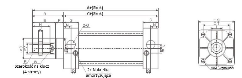 Siłownik pneumatyczny SC 125X400-S z magnesem szpilki ściągające Siłownik pneumatyczny SC 125X400-S z magnesem szpilki ściągające