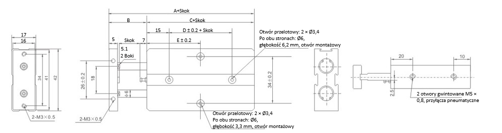 Siłownik pneumatyczny kompaktowy TN 10x30 Dwutłokowy z magnesem Siłownik pneumatyczny kompaktowy TN 10x30 Dwutłokowy z magnesem