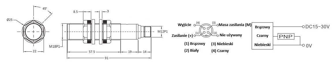 Czujnik ultradźwiękowy RU18-DU90-PK1 Yumo