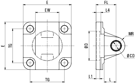 Uchwyt widełkowy ISO-CA-063 Mocowanie do siłownika D 63 mm Ucho proste