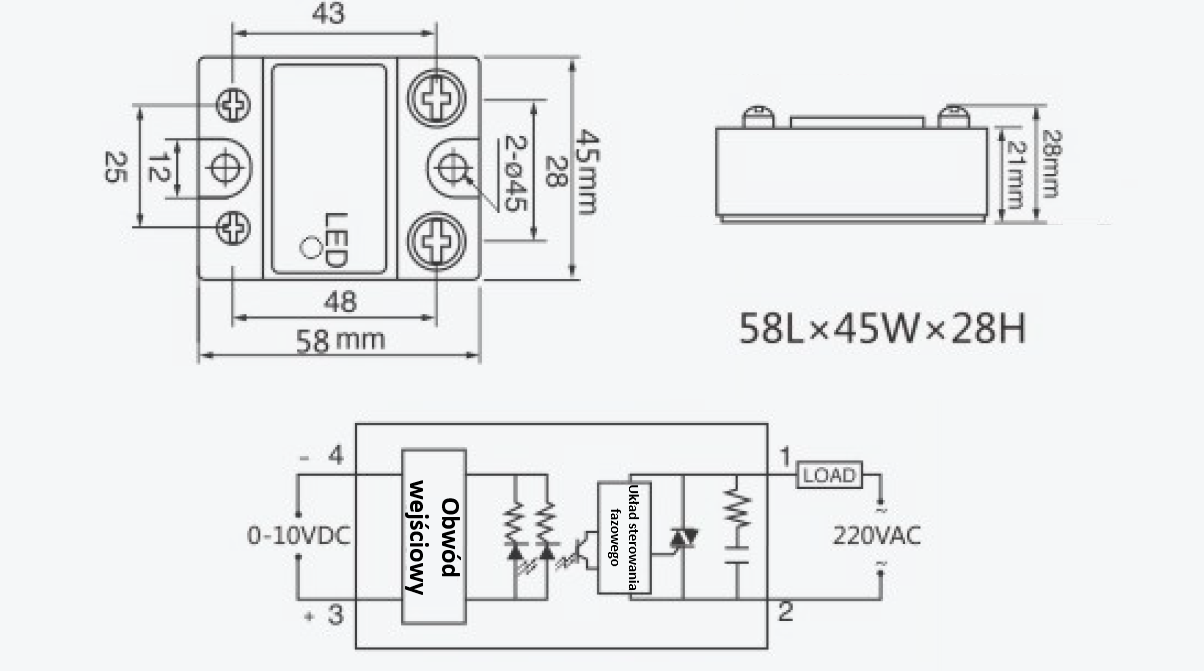 Przekaźnik SSR YM-UA4840-P1 40A/0-10V Yumo Przekaźnik SSR YM-UA4840-P1 40A/0-10V Yumo