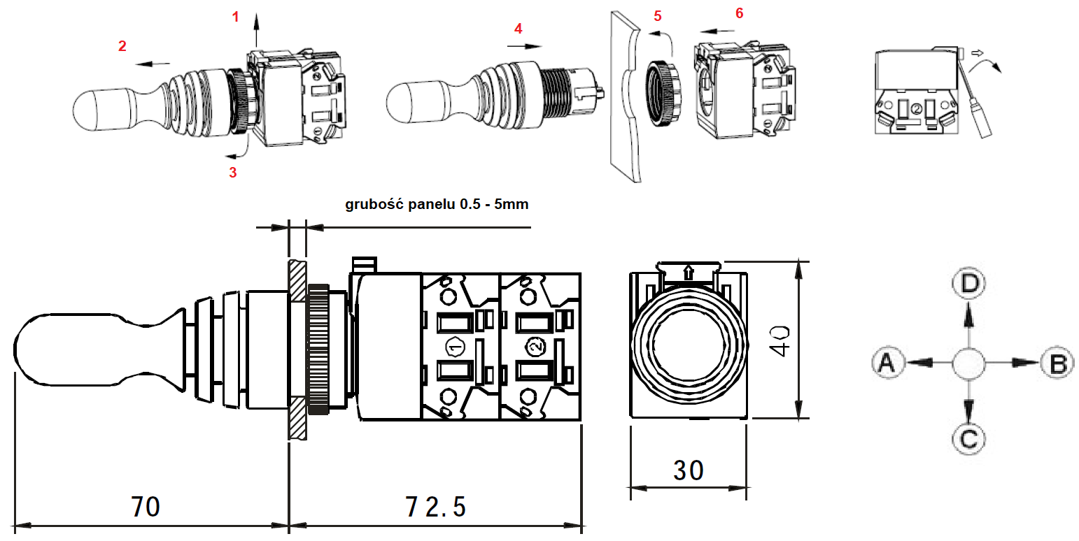 Przełącznik joystick LAS0-K-40C43 Przełącznik joystick LAS0-K-40C43