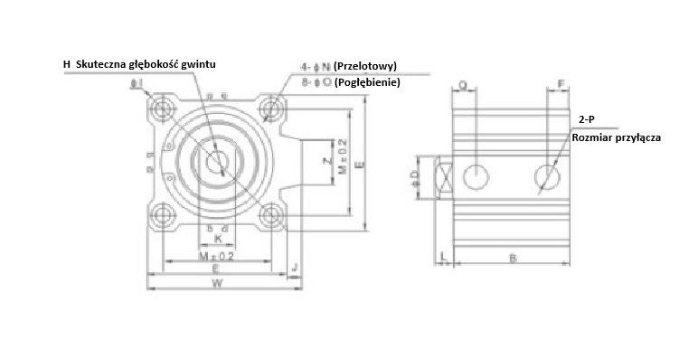 Siłownik pneumatyczny kompaktowy CDQ2-B-100X30-D z magnesem Siłownik pneumatyczny kompaktowy CDQ2-B-100X30-D z magnesem