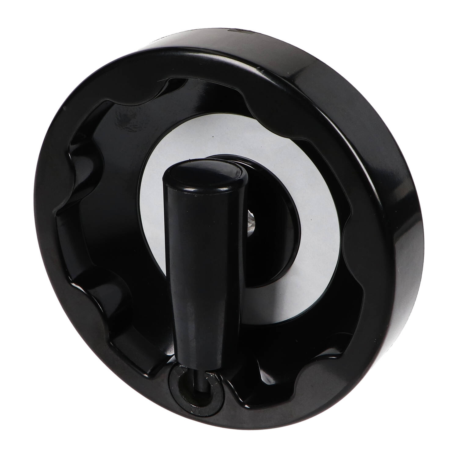 Koło ręczne pełne karbowane 125 mm, rękojeść obrotowa składana, bakelit, czarne | Wagney BT.KRPK-125-OS Koło ręczne pełne karbowane 125 mm, rękojeść obrotowa składana, bakelit, czarne | Wagney BT.KRPK-125-OS