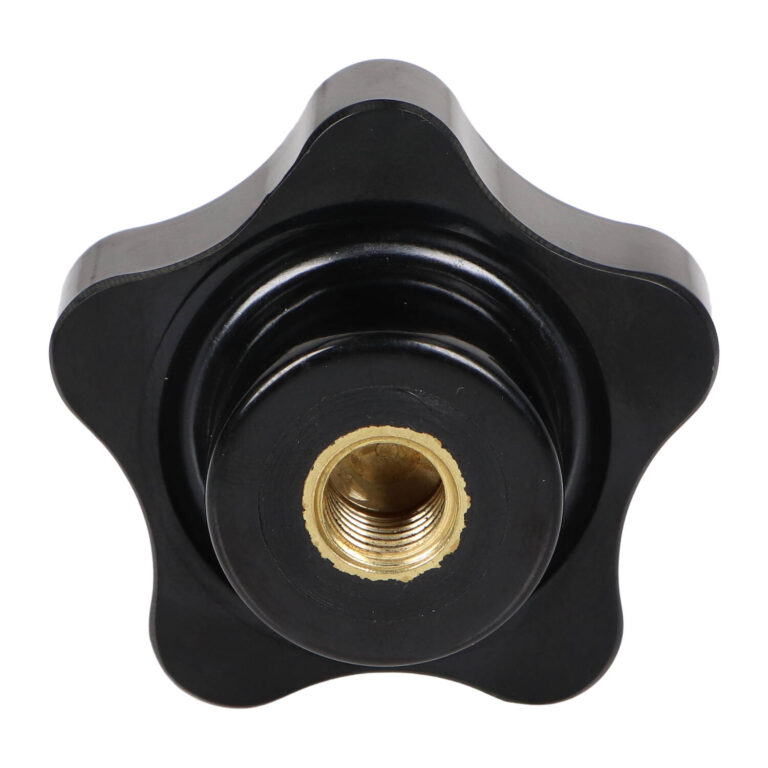 Pokrętło gwiazdowe pięcioramienne 30 mm, gwint M6, wtopka mosiężna | Wagney BT.PK5-30-M6-BR