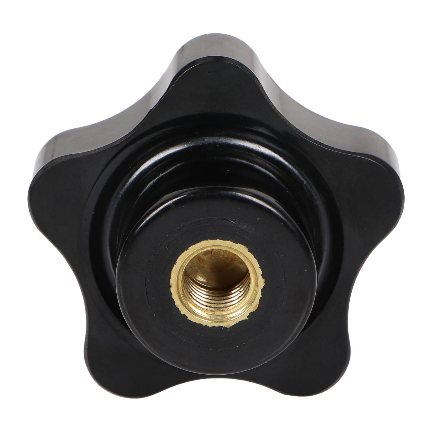 Pokrętło gwiazdowe pięcioramienne 50 mm, gwint M10, wtopka mosiężna | Wagney BT.PK5-50-M10-BR Pokrętło gwiazdowe pięcioramienne 50 mm, gwint M10, wtopka mosiężna | Wagney BT.PK5-50-M10-BR