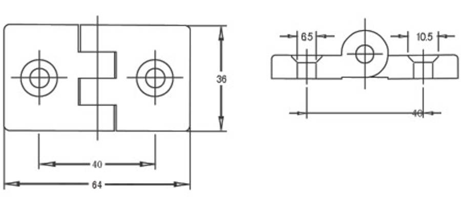Zawias przemysłowy BT.105 - otwory pod śruby stożkowe | Wagney BT.ZW-105-CSK Zawias przemysłowy BT.105 - otwory pod śruby stożkowe | Wagney BT.ZW-105-CSK