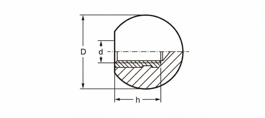 Gałka kulista M10 fi 35 mm z gwintem, czerwona bakelit, wtopka miedziana | Wagney BT.GK-M10-35-B-R