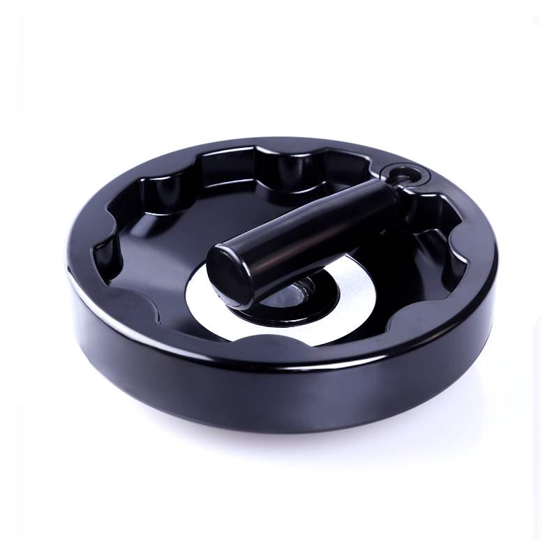 Koło ręczne pełne karbowane 100 mm, rękojeść obrotowa składana, bakelit, czarne | Wagney BT.KRPK-100-OS Koło ręczne pełne karbowane 100 mm, rękojeść obrotowa składana, bakelit, czarne | Wagney BT.KRPK-100-OS