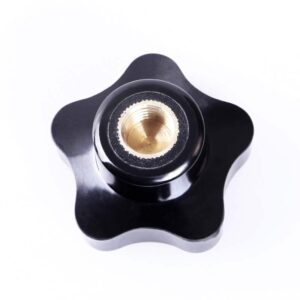 Pokrętło gwiazdowe pięcioramienne 32 mm, gwint M6, wtopka mosiężna | Wagney BT.PK5-32-M6-BR Pokrętło gwiazdowe pięcioramienne 32 mm, gwint M6, wtopka mosiężna | Wagney BT.PK5-32-M6-BR