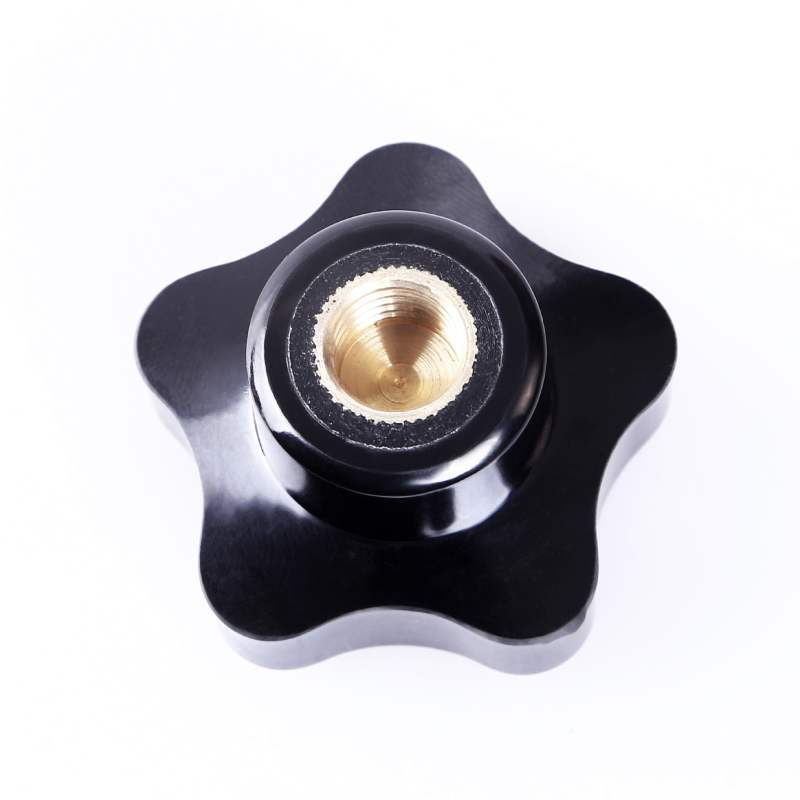 Pokrętło gwiazdowe pięcioramienne 50 mm, gwint M10, wtopka mosiężna | Wagney BT.PK5-50-M10-BR