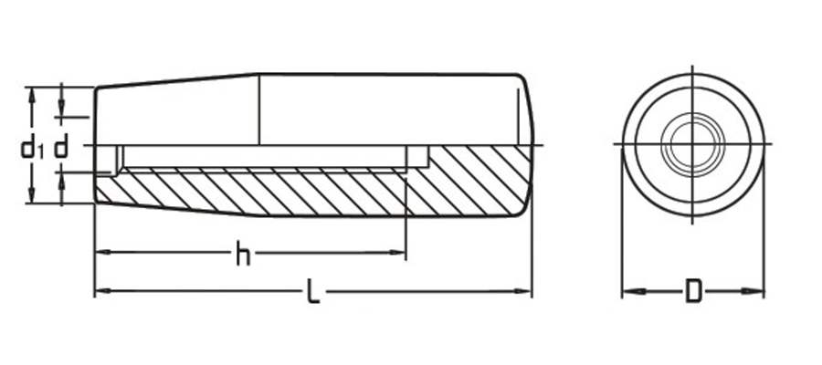 Rękojeść stała 50 mm, otwór gwintowany M10 - tworzywo, czarna | Wagney BT.RKN-50-M10-BK