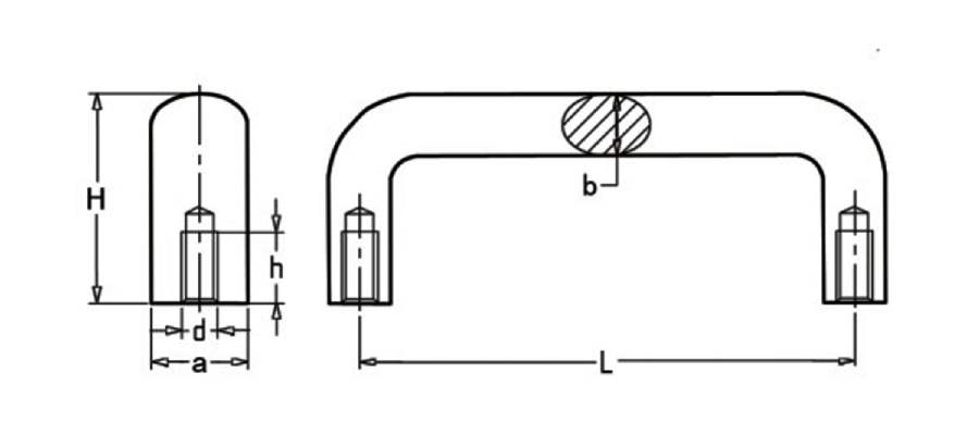 Uchwyt aluminiowy owalny 114 mm, gwint M6, czarny | Wagney BT.UOV-114-M6-AL
