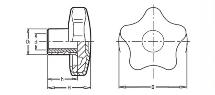Pokrętło gwiazdowe pięcioramienne 63 mm, otwór gwintowany M12, czarne | Wagney BT.PK5-63-M12-B Pokrętło gwiazdowe pięcioramienne 63 mm, otwór gwintowany M12, czarne | Wagney BT.PK5-63-M12-B